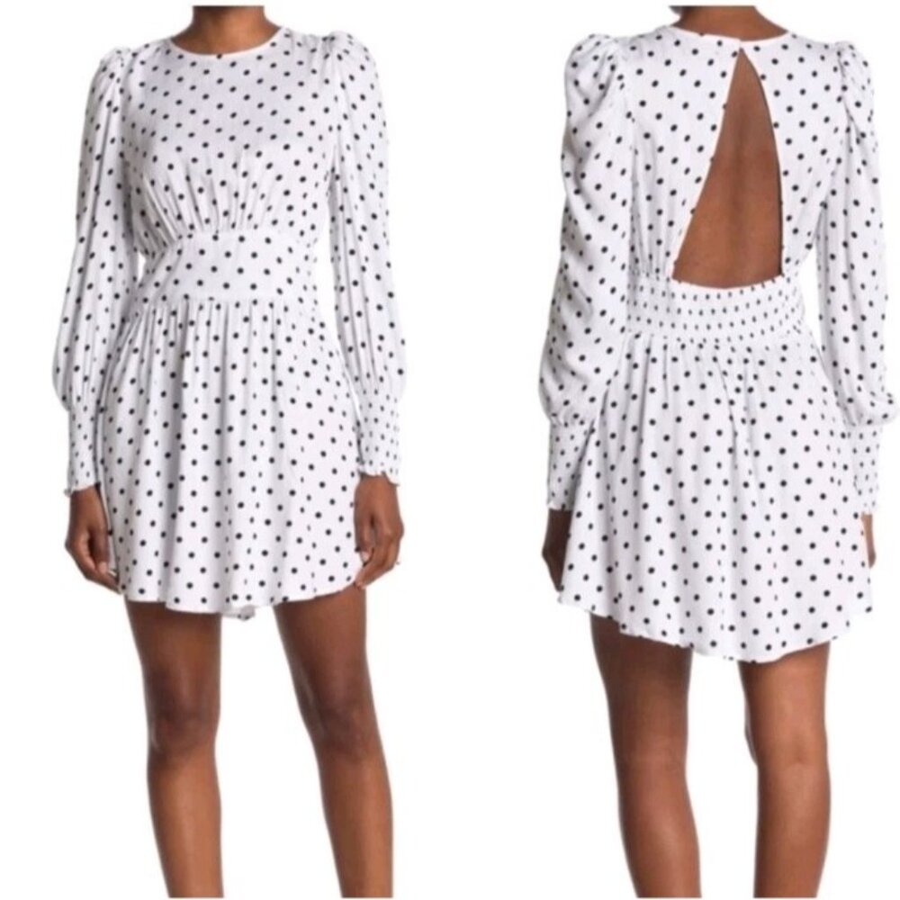 AFRM x Nordstrom Black White Polka Dot Smocking Puff Sleeves  Size Medium NWT